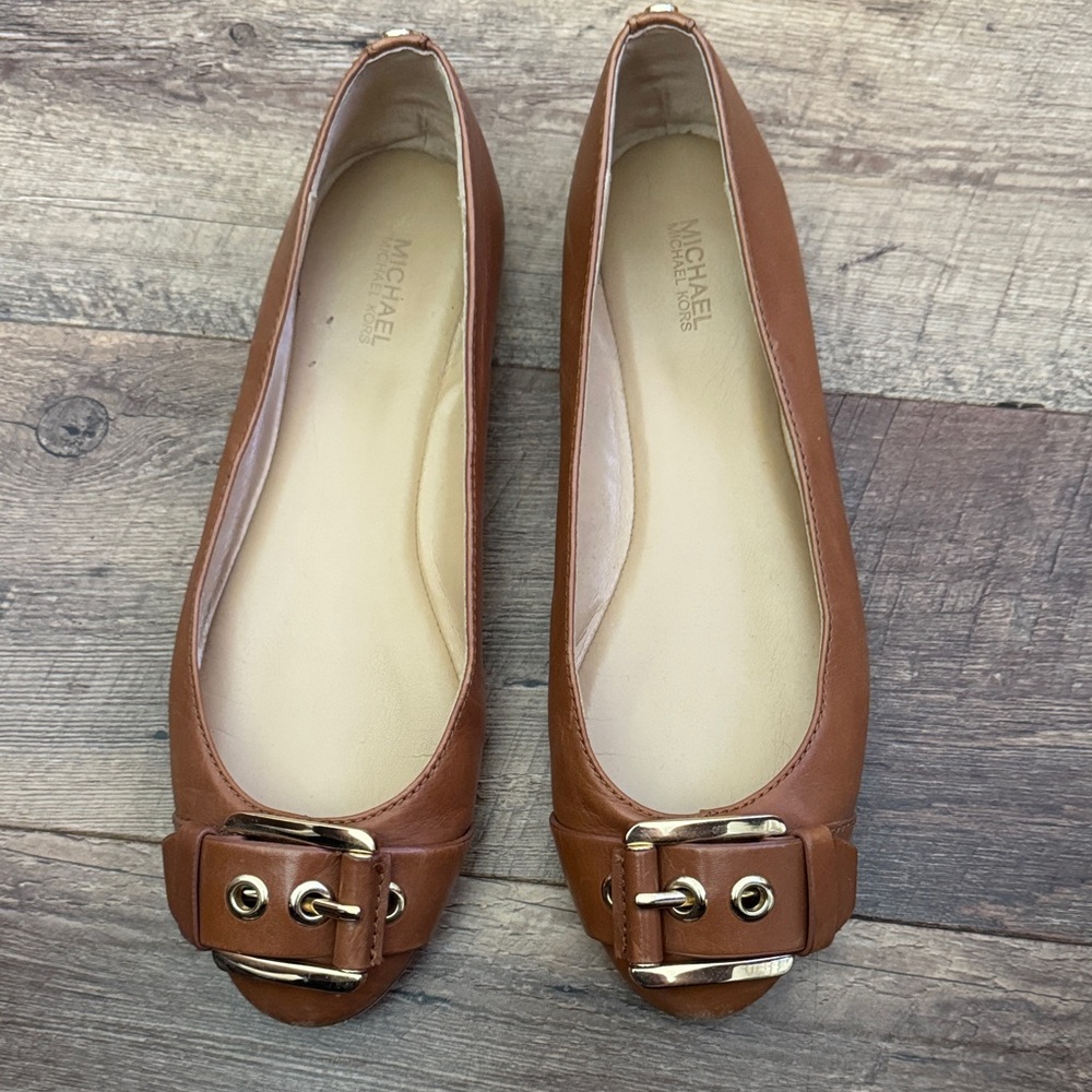 Michael Kors Tan Buckle Loafers